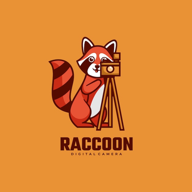 Logo  raccoon simple mascot style.