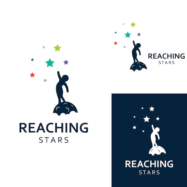 A logo to reach the stars or a logo to reach a dream or goal Logo using concept design vector illustration template