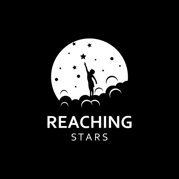 A logo to reach the stars or a logo to reach a dream or goal logo using concept design vector illustration template