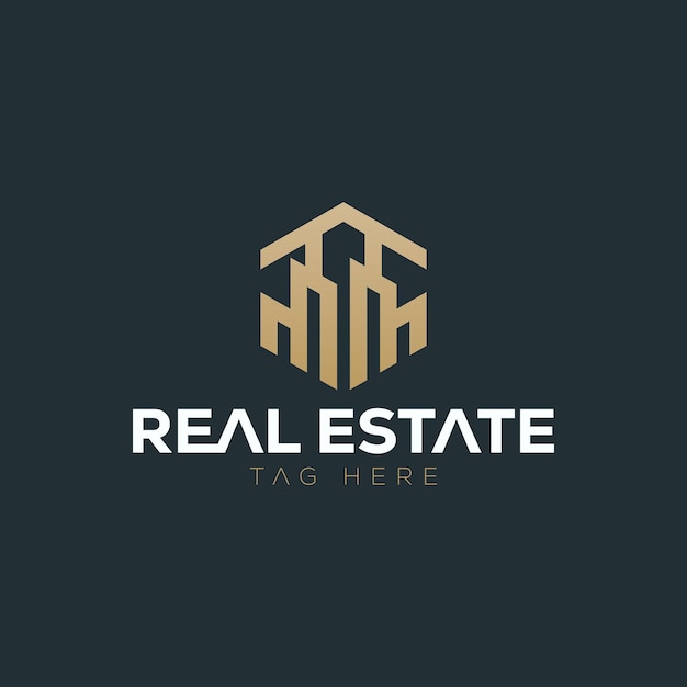 Vector logo for real estate with a house in the middle