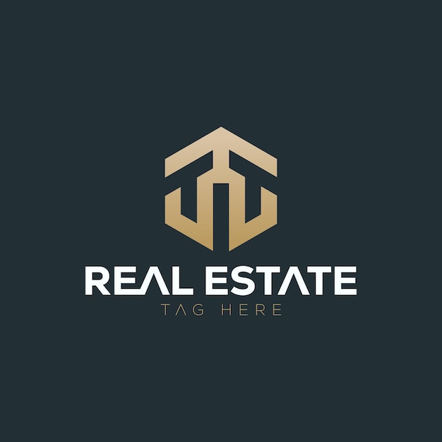 Vector logo for real estate with a letter t and a letter t