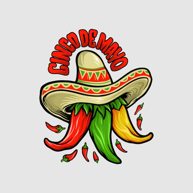 Логотип ресторана Cinco de Mayo Mexican Chili Mascot