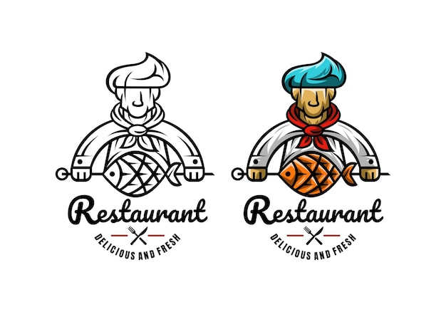 Logo Restaurant Man Vector Illustration Template with Simple Elegant Design Good for Any Industry