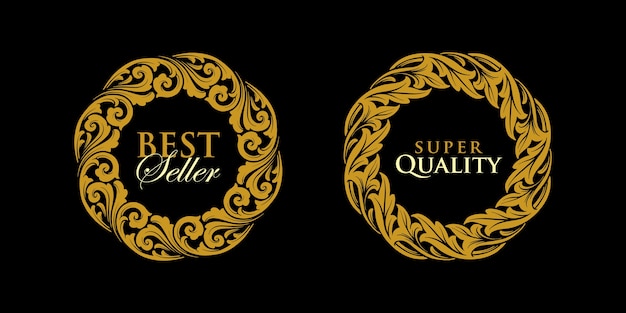 Logo ronde gouden embleem frame ornamenten