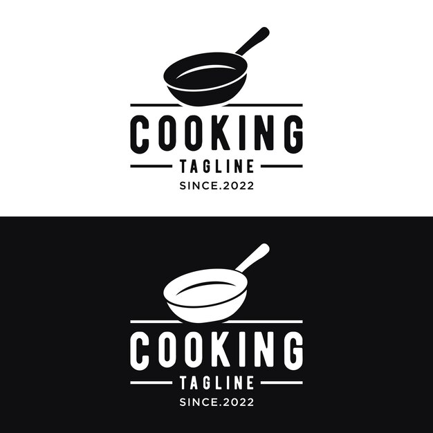Vector logo for a rustic retro vintage cooking pot or frying pan logo for a restaurant