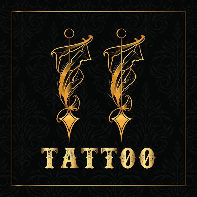 logo's tatoeage zwart goud