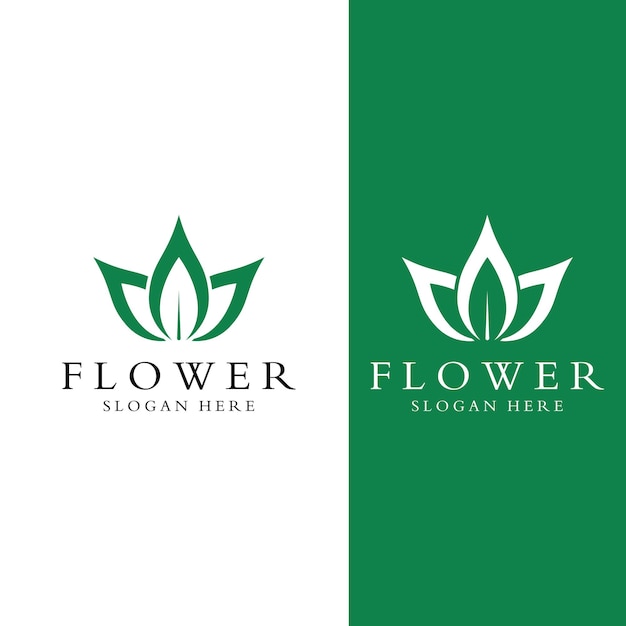 Logo's van bloemen, rozen, lotusbloemen en andere soorten bloemen door het ontwerpconcept van een vectorillustratiesjabloon te gebruiken