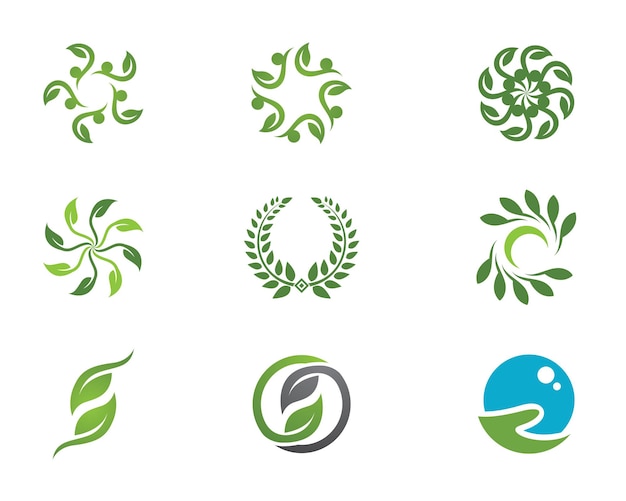 Logo's van groen blad ecologie natuur element vector icon