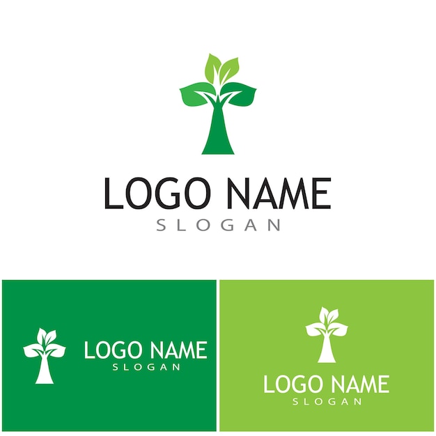 Logo's van groene boom blad ecologie natuur element vector