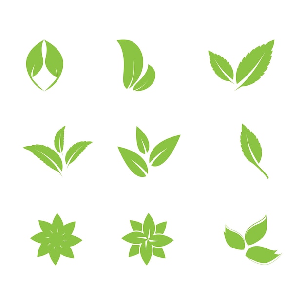 Logo's van groene boom blad ecologie natuur element vector