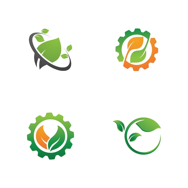 Logo's van groene boom blad ecologie natuur element vector