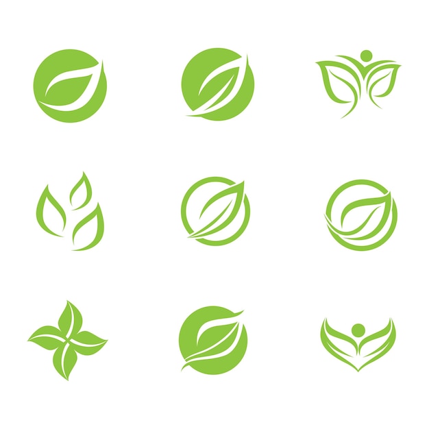 Logo's van groene boomblad ecologie