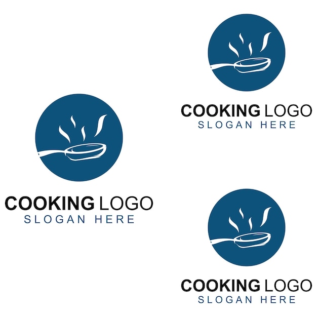 Logo's voor kookgerei, kookpotten, spatels en kooklepels Met behulp van een vectorillustratie-sjabloonontwerpconcept