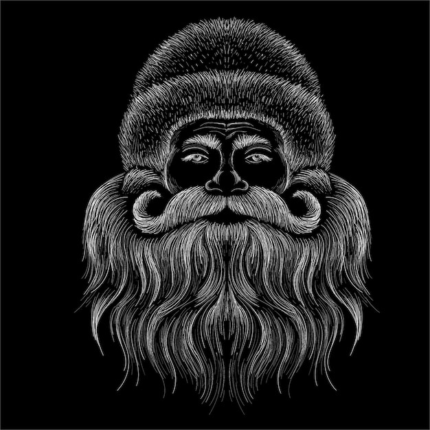 La testa di babbo natale con logo per tatuaggi, t-shirt o capispalla.