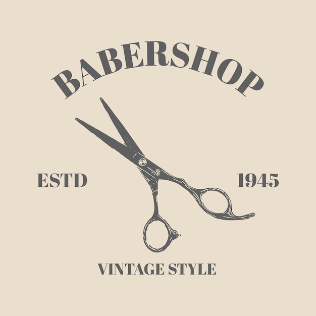 logo Schaar hand getekende vectorillustratie. vintage retro-stijl Logo sjabloon voor een kapper