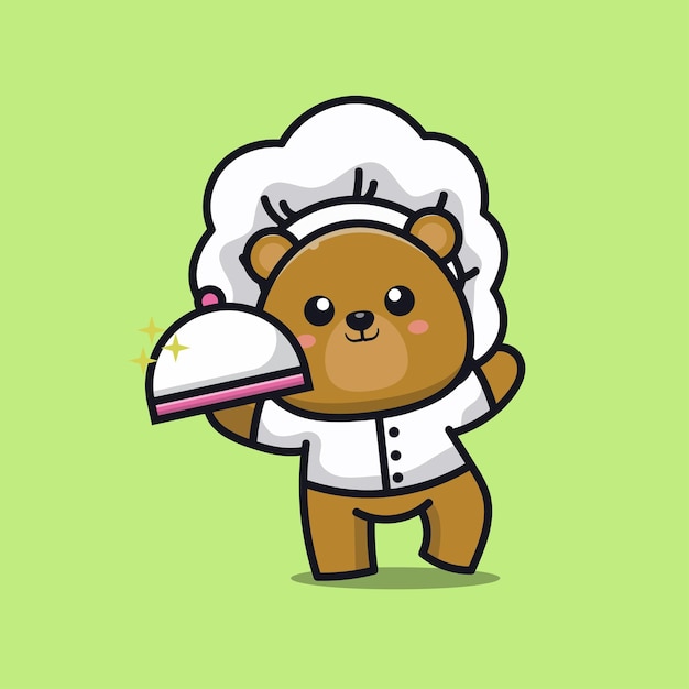 Logo schattige chef-kok beer mascotte cartoon