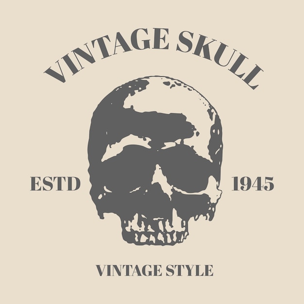 Logo schedel met vintage stijl embleem en logo. Vector illustratie sjabloonontwerp