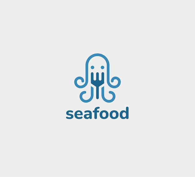 Vector logo seafood octopus and cooking