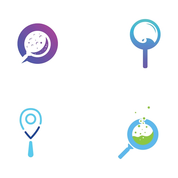 Logo search or discovery logo search by combination lab moon location check wave and sun Logo with simple illustration editing