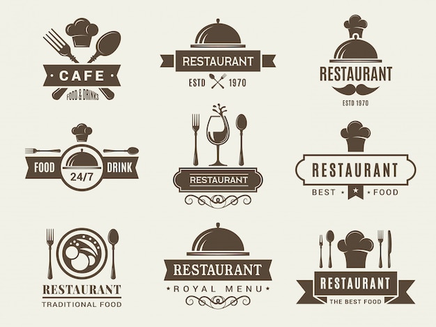 Вектор Набор логотипов и значков для ресторана