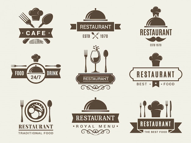 Vettore logo set e badge per ristorante