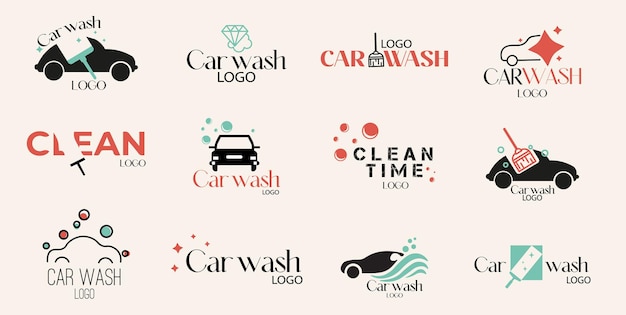 Logo set. Cleaning. Car washing .Car cleaning Cleaning. car washing