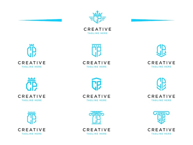 Logo Set CP modern grafisch ontwerp, inspirerend logo-ontwerp voor alle bedrijven. -vectoren