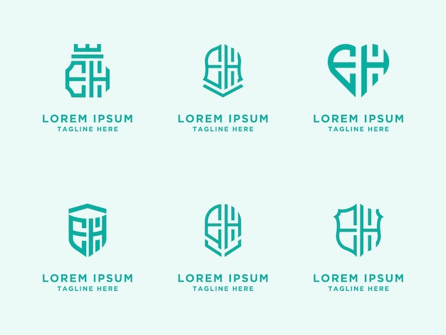 Logo set eh современный графический дизайн, вдохновляющий дизайн логотипа для всех компаний. -векторы