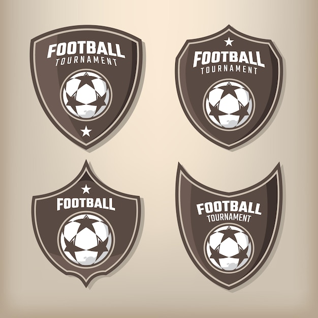 Vector logo set for football match tournament on a brown background