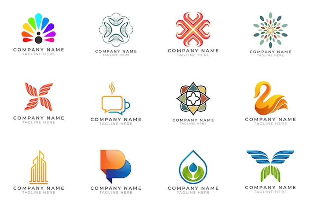 Вектор Набор логотипов для современной и креативной коллекции идей брендинга для бизнес-компании.