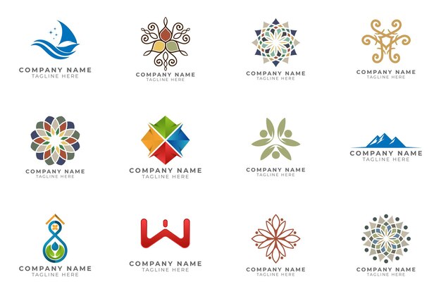 Logo set collezione di idee di branding moderne e creative per società commerciali.