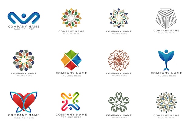 Logo set modern and creative branding idea collection for business company.