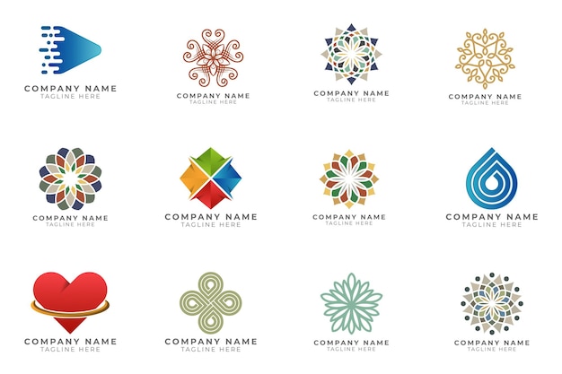 Logo set collezione di idee di branding moderne e creative per società commerciali.