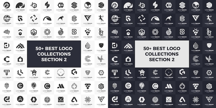 Vector logo set moderne en creatieve branding idee collectie voor zakelijk bedrijf eenvoudige logo's minimalistische abstracte vector ontwerp icoon en favicon voor merkidentiteit