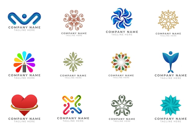 Logo set moderne en creatieve branding idee collectie voor zakelijk bedrijf.