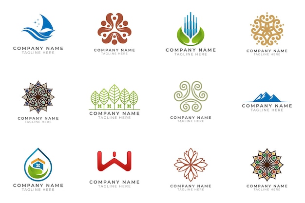 Logo set moderne en creatieve branding idee collectie voor zakelijk bedrijf.