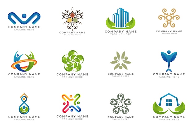 Logo set moderne en creatieve branding idee collectie voor zakelijk bedrijf.