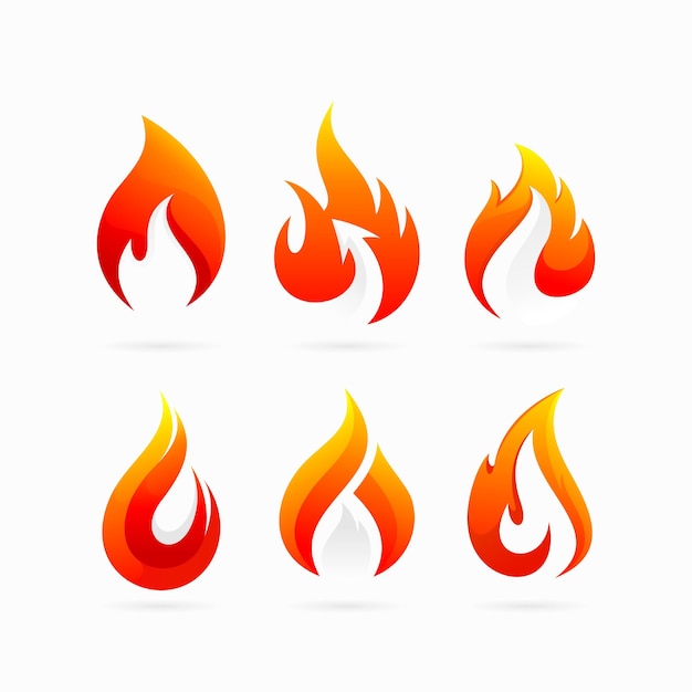 Логотип набор огненной векторной иллюстрации