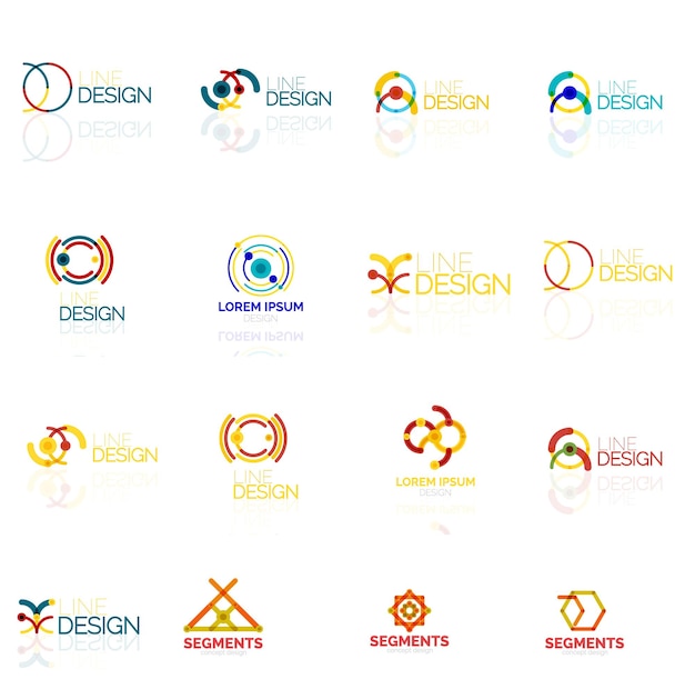 Logo set omtrek swirl en cirkel minimale abstracte geometrische pictogrammen