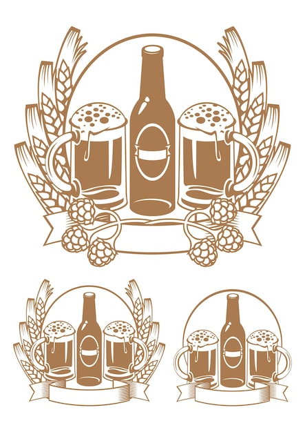 logo set with beer glass and bottle