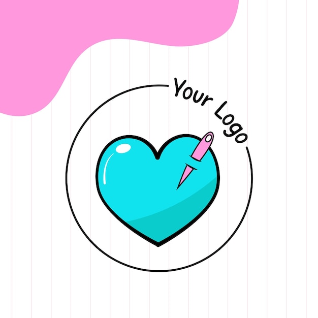 Logo sewing heart vector