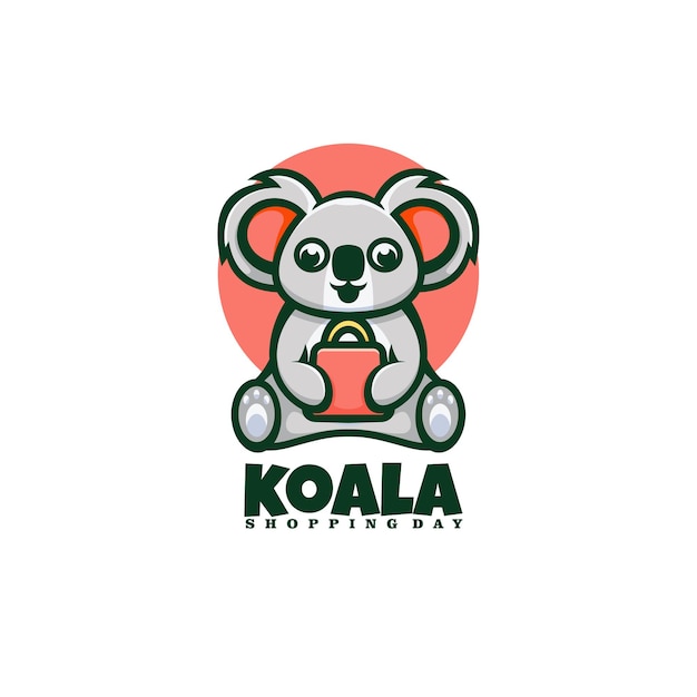 Logo shopping koala mascot cartoon style