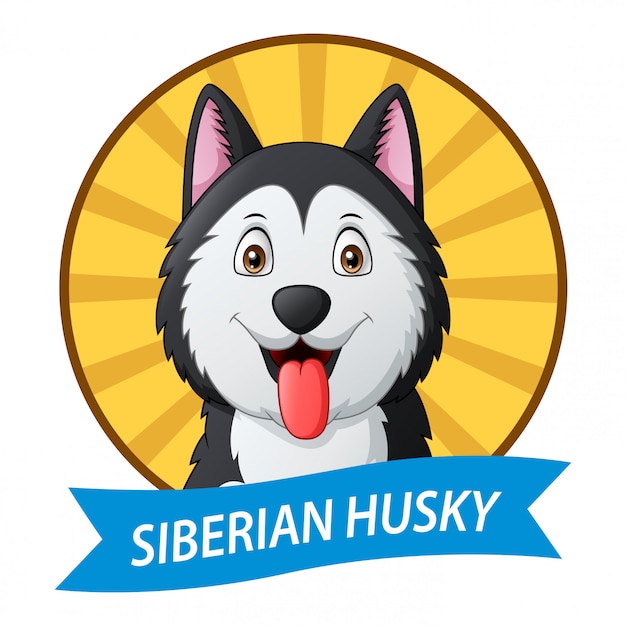 Logo siberian husky dog cartoon.   illustration