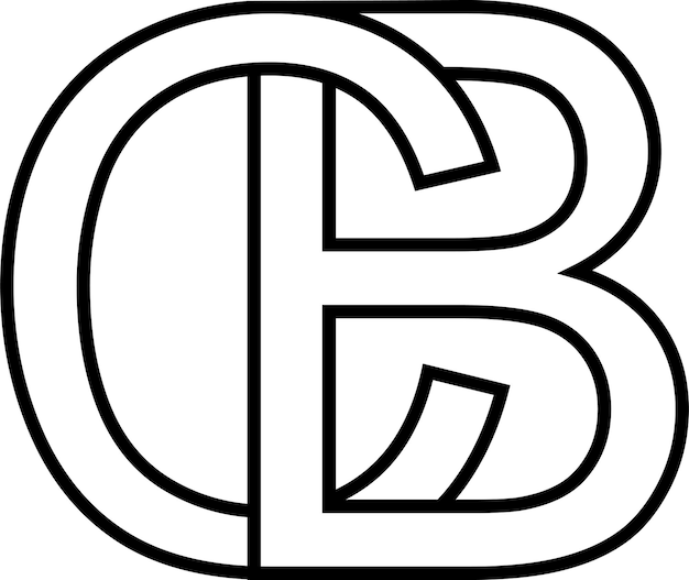 Vector logo sign bc cb icon sign two interlaced letters b c