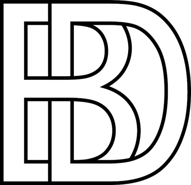 Logo sign bd db icon sign two interlaced letters B D