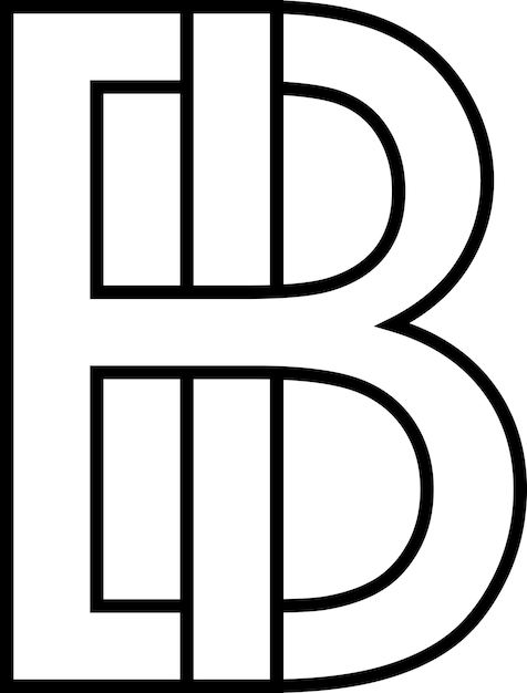 Vettore logo segno bi ib icona segno due lettere intrecciate bi