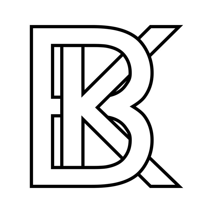 Вектор знак логотипа bk kb значок знак две чересстрочные буквы bk векторный логотип bk kb первые заглавные буквы шаблон алфавит bk
