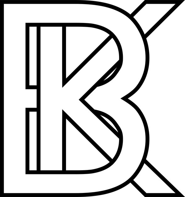 Vector logo sign bk kb icon sign two interlaced letters b k