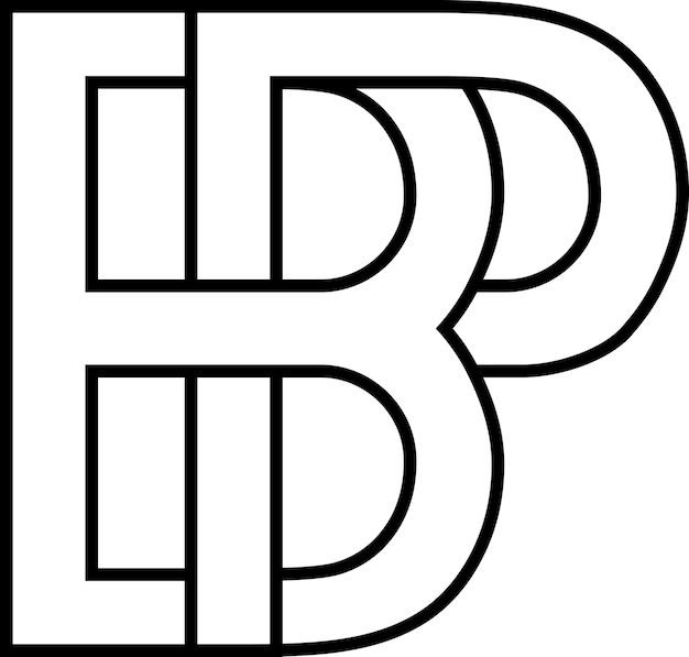 Logo segno bp pb icona segno due lettere intrecciate b p
