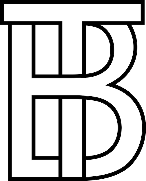 Logo sign bt tb icon sign two interlaced letters b t